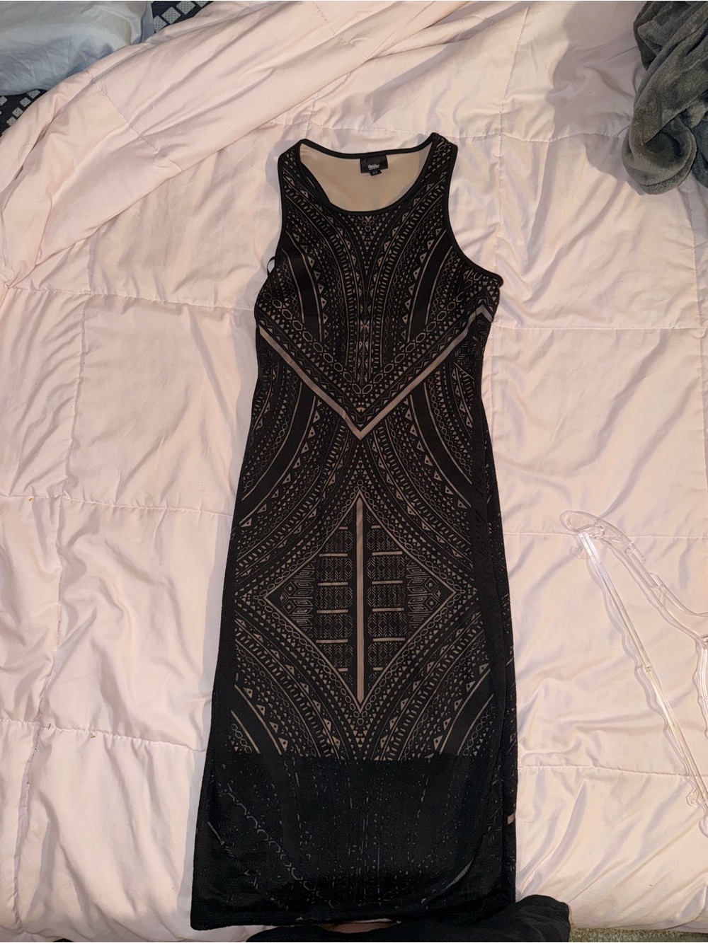 Mossimo Supply Co. Black Geometric Sleeveless Midi Dress
